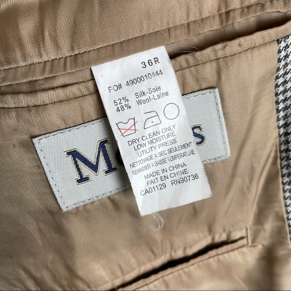 Vintage Boyfriend Blazer Academia Padded Shoulder Houndstooth Wool - Picture 13 of 14